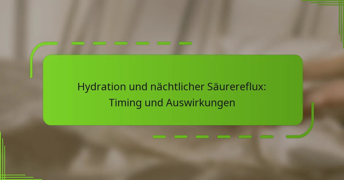 Hydration und nächtlicher Säurereflux: Timing und Auswirkungen